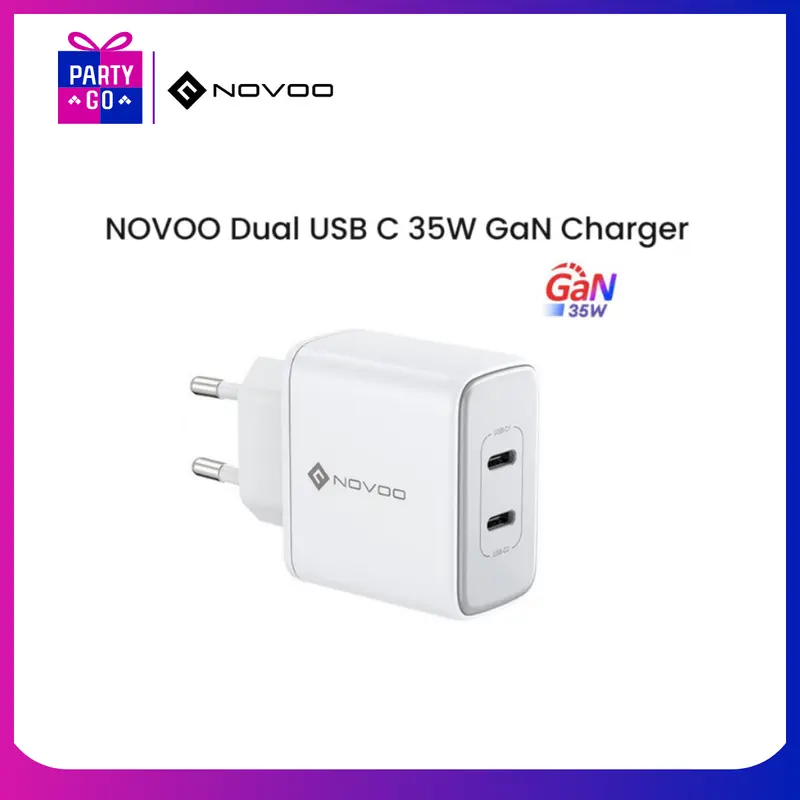 NOVOO RG35C Dual C Port 35W GaN Charger Dual Fast Dual Device Charging - Party Go S38 0