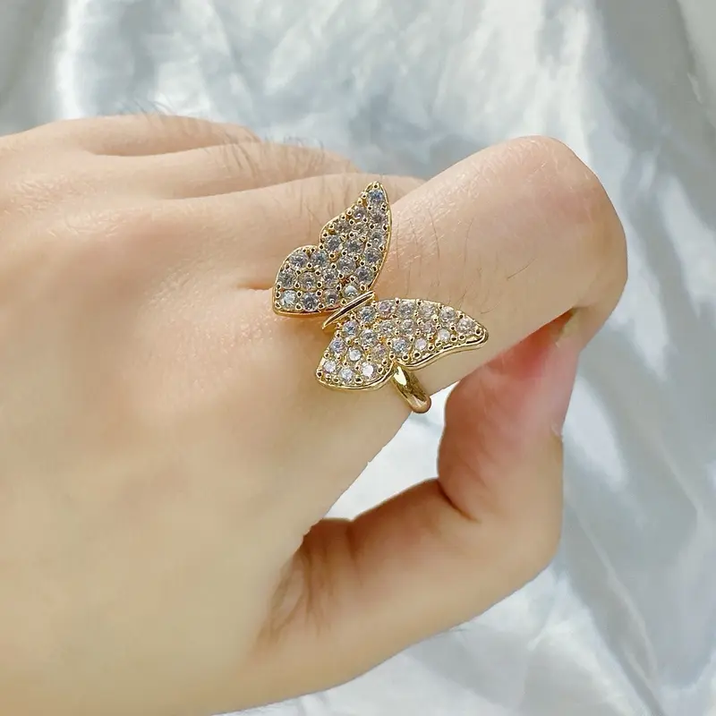 Beli 2 bonus 1 cincin/anting. C07 (07) cincin permata kupu perhiasan wanita xuping 2
