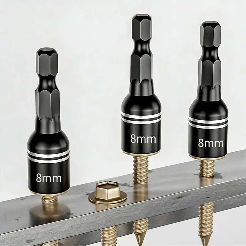 Mata Bor Magnetik Hexagon Premium Socket Bit 8MM Untuk Mesin Bor/Dimpact Baut Self-Tapping Sekrup Ekor Burung