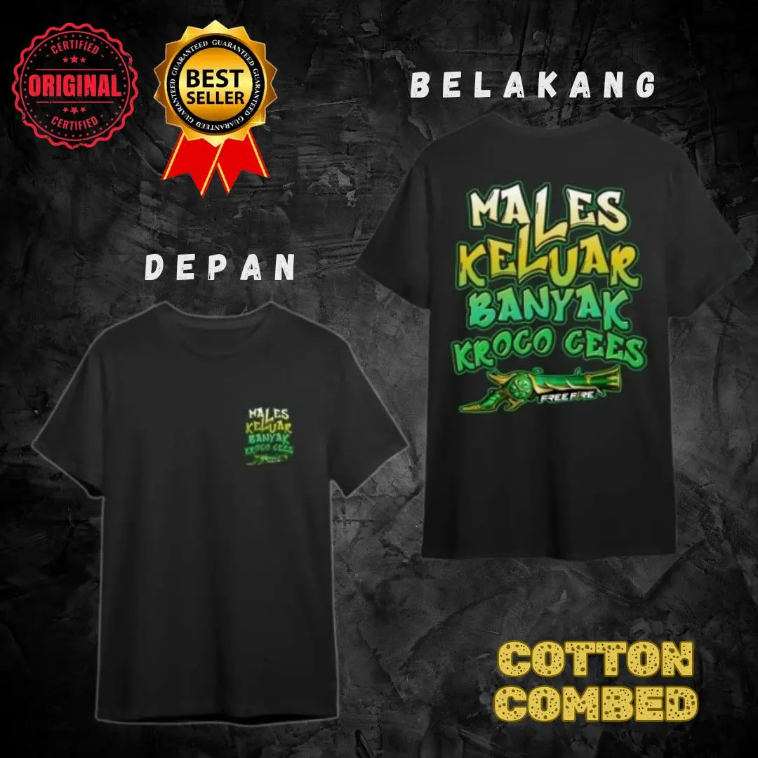 ZULMY - Kaos FF Males Keluar Banyak Kroco Cees Versi SG Emerald Terompet - Tshirt Anak Unisex - Kaos Katun Combed Viral