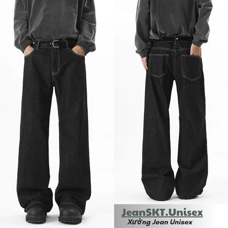 JeanSKT.Unisex Quần Jean Nam Ống Suông Chất Vải Denim 95% Cotton 5% Spandex 3 Màu Xanh Nhạt Retro Đen Retro Wash Vàng Phù Hợp 4 Mùa