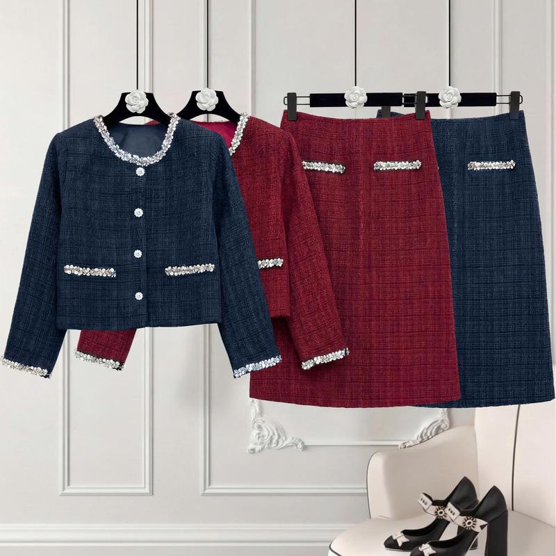 Set Áo Dạ Viền Cườm Tiểu Thư Thanh Lịch Bigsize 55-95kg