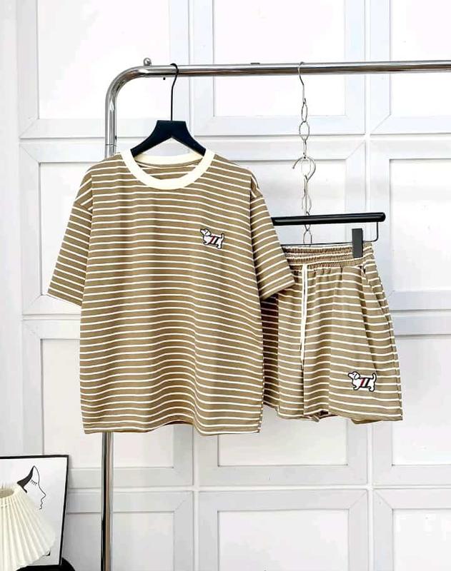 SÉT BỘ đùi thun tăm áo cộc mix quần đùi in họa tiết cún siêu mát form nữ lessging s32 set đồ đẹp bộ đùi nữ sang chảnh hàng quảng châu set quần kẻ sọc thun mềm mại dễ thương tươi mới