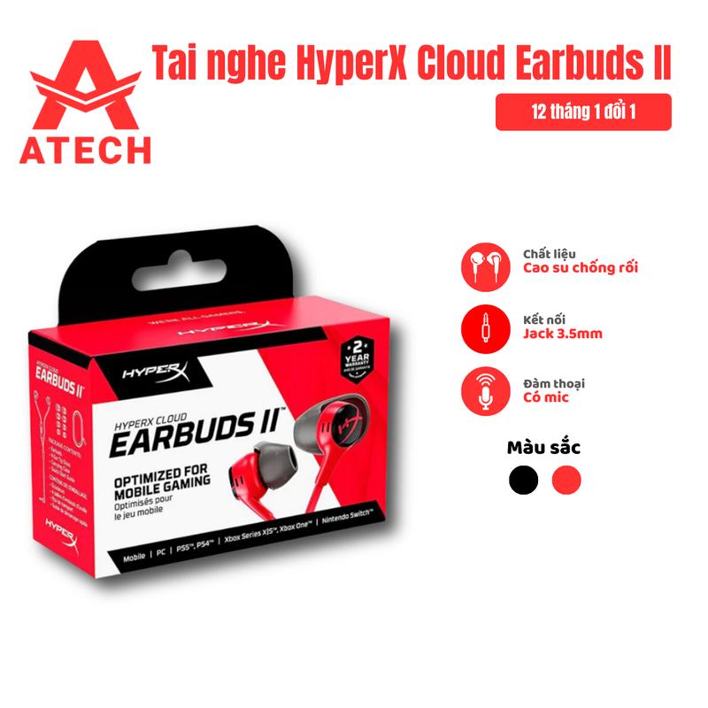 Tai nghe HyperX Cloud Earbus II có mic nhét tai gaming âm thanh siêu thực chân cắm 3.5mm