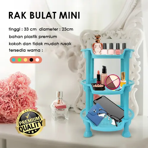 Rak Mini Bulat 3 Susun Warna Soft Tempat Penyimpanan Serbaguna Bahan Plastik Berkualitas