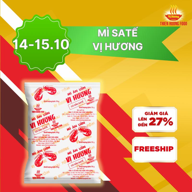 Thùng 30 gói Mì giấy Vị Hương 2 tôm Satế 70gram/gói [TMIKR022]