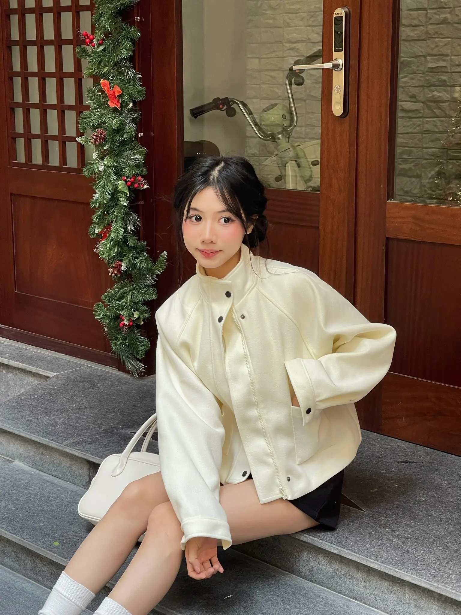 Áo khoác dạ ép 2 lớp cổ dựng form dáng rộng - 29feb.closet - A578 | BigBuy360 - bigbuy360.vn