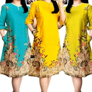 DRESS BATIK WANITA KEKINIAN LAPIS TRIKOT ANANDA KODE HM72 COCOK UNTUK KE GEREJA KONDANGAN DAN KANTOR ADA UKURAN JUMBO Casual Nyaman