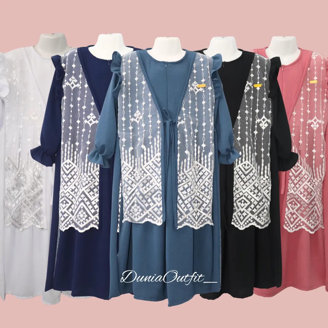 Baju Dress Anak Wanita Terbaru - Gaun Perempuan - Bahan crinkle mix brokat - Bisa couple Ibu Anak