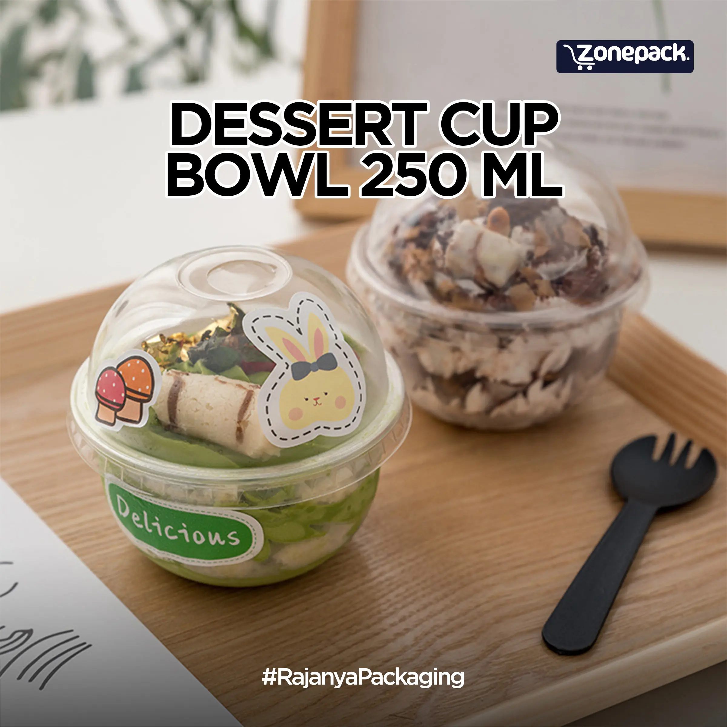 Dessert Cup Bowl 250 Ml + Tutup | Cup Pudding Chesse Cake Ice Cream Yoghurt Puyo Salad | Mika Kue Mini Cup Buah Mangkok