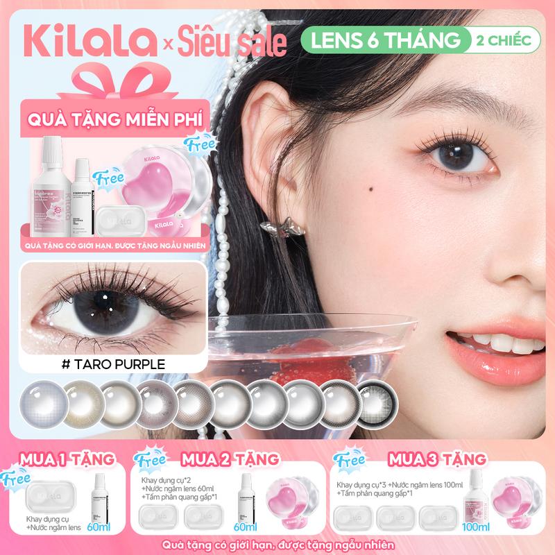 Kính áp tròng Kilala lens 6 tháng dòng A Little Tipsy màu nâu hồng xám DIA 14.2-14.5mm độ cận 0-7 lens tự nhiên nhẹ nhàng, hiệu ứng mắt to rõ nét, tông sáng dễ đeo, phù hợp nhiều kiểu trang điểm Nữ Women[Lens được Linh Ka yêu thích]