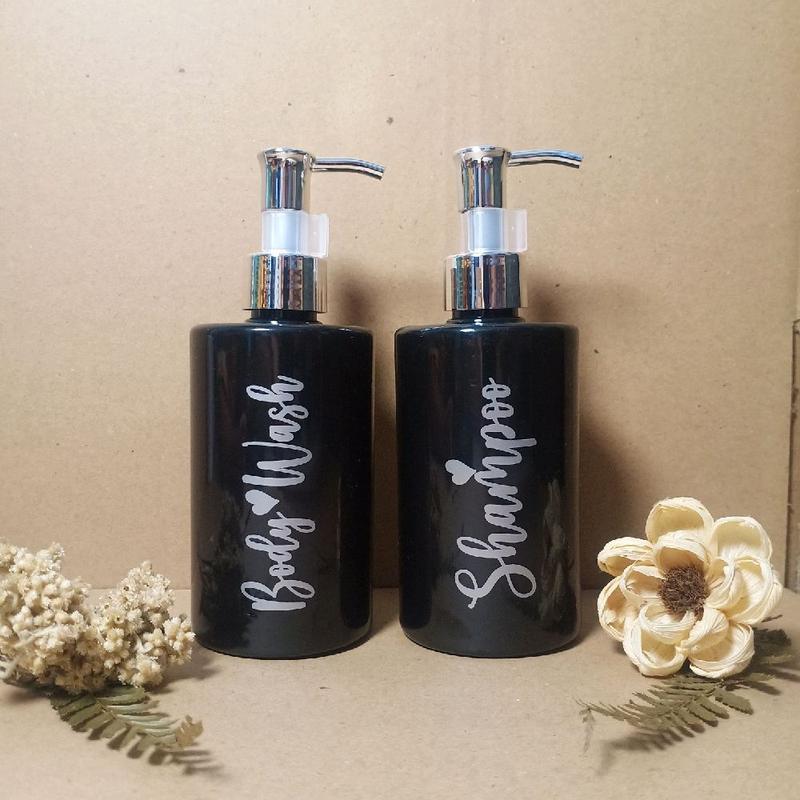 Botol Sabun Cair 250ml Botol Sabun dan Botol Sampo Putih Hitam Botol Sabun Shampo Aesthetic Gold Silver Pump Plastik (TB1) 9