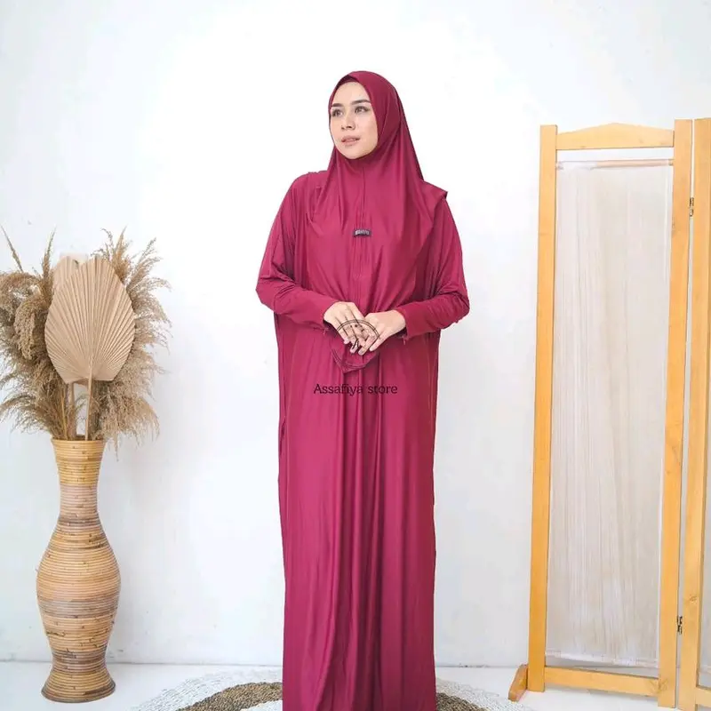 Abaya One Set Kerudung+Ciput Lengan Resleting Terbaru Casual Silver elegan xl 6