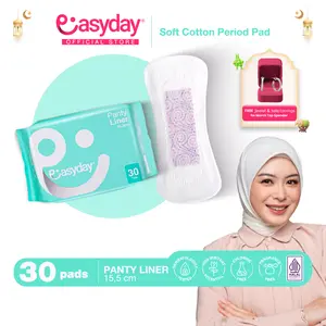 Easyday Pantyliner – 15.5 cm – 30's | Pembalut Wanita Non Wings Premium Cotton and Anion Strip | Pantyliner Umroh