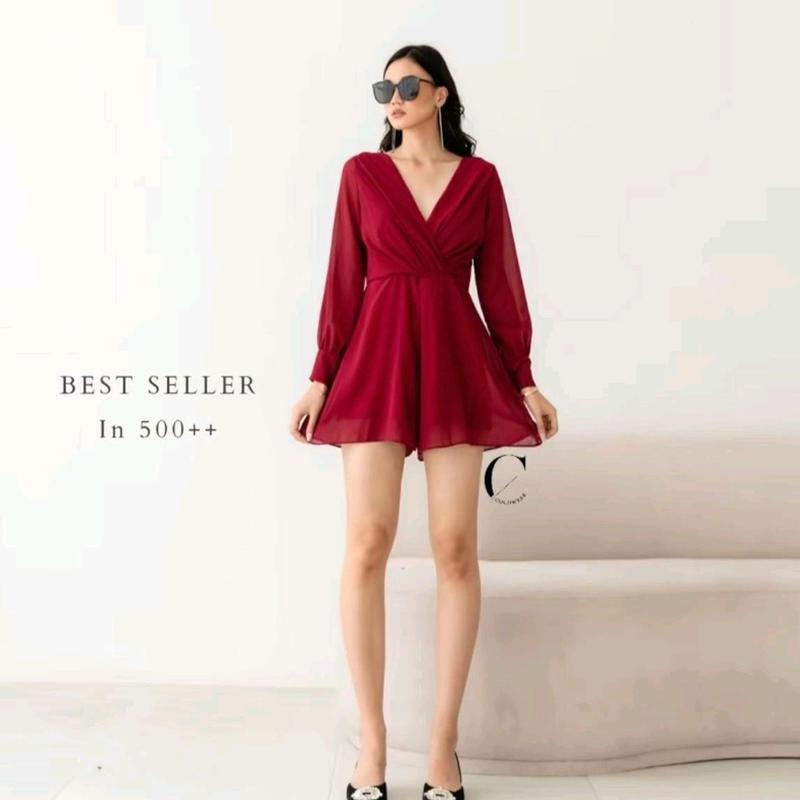 BARBARA JUMPSUIT-STELAN WANITA BANGKOK V NECK TANGAN Panjang 7