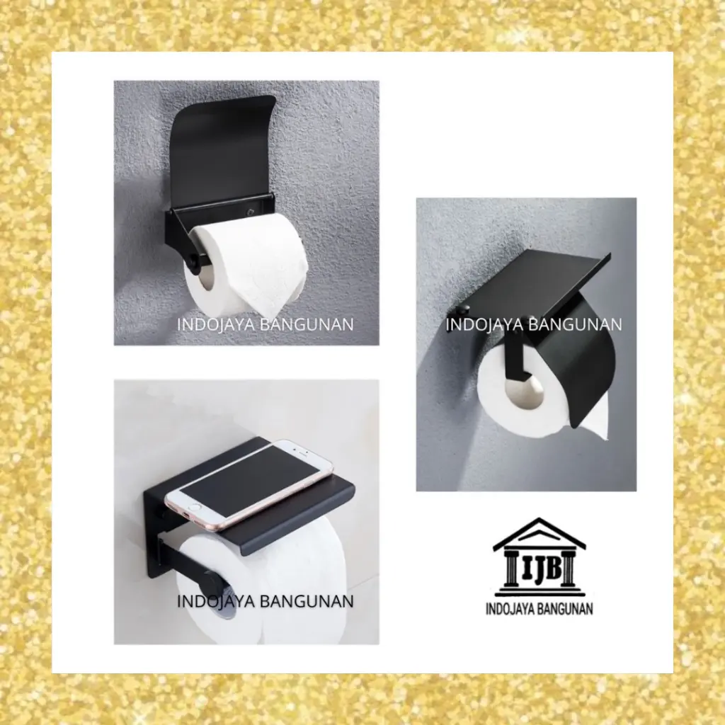 Tempat Tissue Gulung Tempat Tissue Toilet Kamar Mandi Roll Hitam