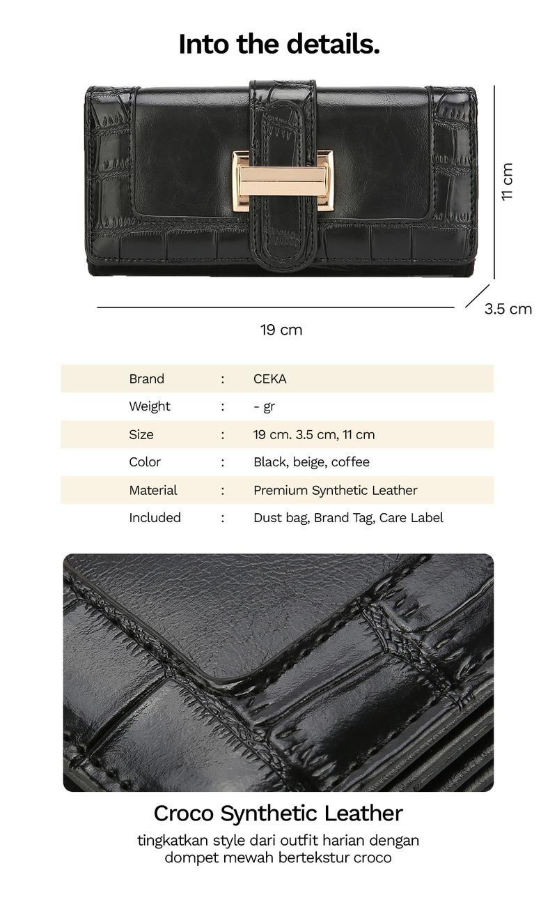 Product Introduction of CEKA Dompet Wanita Serbaguna Panjang Dompet Croco Kulit Dompet Kartu Terbaru - Lindex Long Wallet 35
