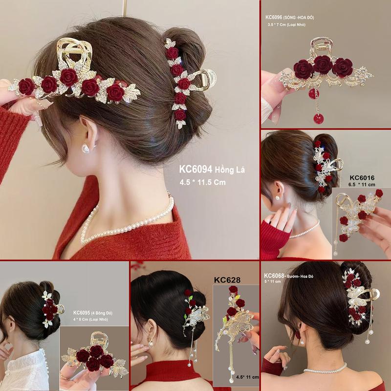  GOTI - Phụ Kiện Tóc – Kẹp Tóc Kim Loại Hàn Quốc Cỡ Lớn Hottrend Kẹp Càng Cua Cute Hình Bó Hoa Nơ Xinh Xắn Dành Cho Nữ KC612 