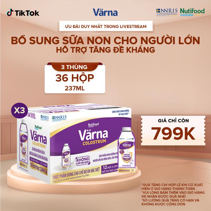 [DEAL SỐC] Combo 3 thùng 12 Sữa Bột Pha Sẵn Varna Colostrum - Bổ Sung Sữa Non Hỗ Trợ Tăng Đề Kháng Nhanh (36 hộp x 237ml)