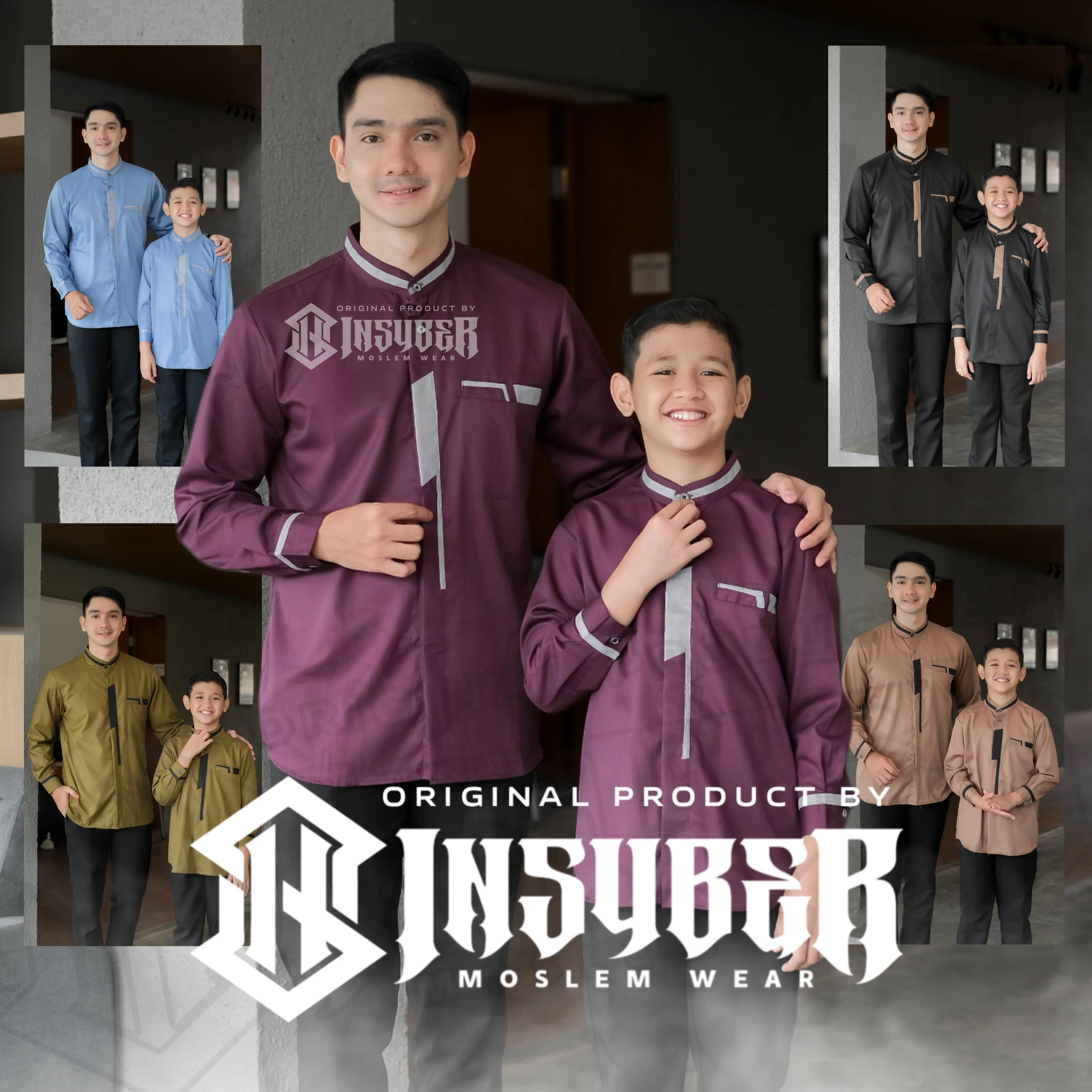 Baju Koko Couple Ayah dan Anak Laki-laki Lengan Panjang Bahan Toyobo Fodu Warna Burgundy Terbaru 2025 , Muslim