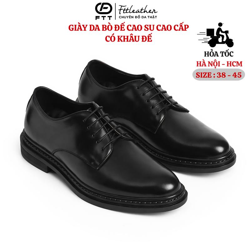 Giày derby nam da bò tăng chiều cao, Giày da nam êm chân buộc dây lịch sự phối quần tây Fttleather-F030140
