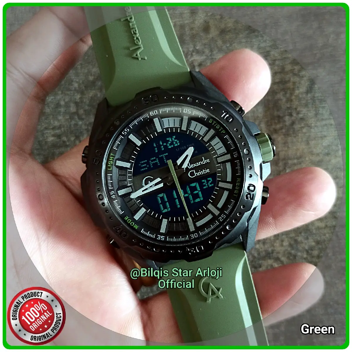 Jam Tangan Dual Time Alexandre Christie Ac 9370 Tali Karet Original