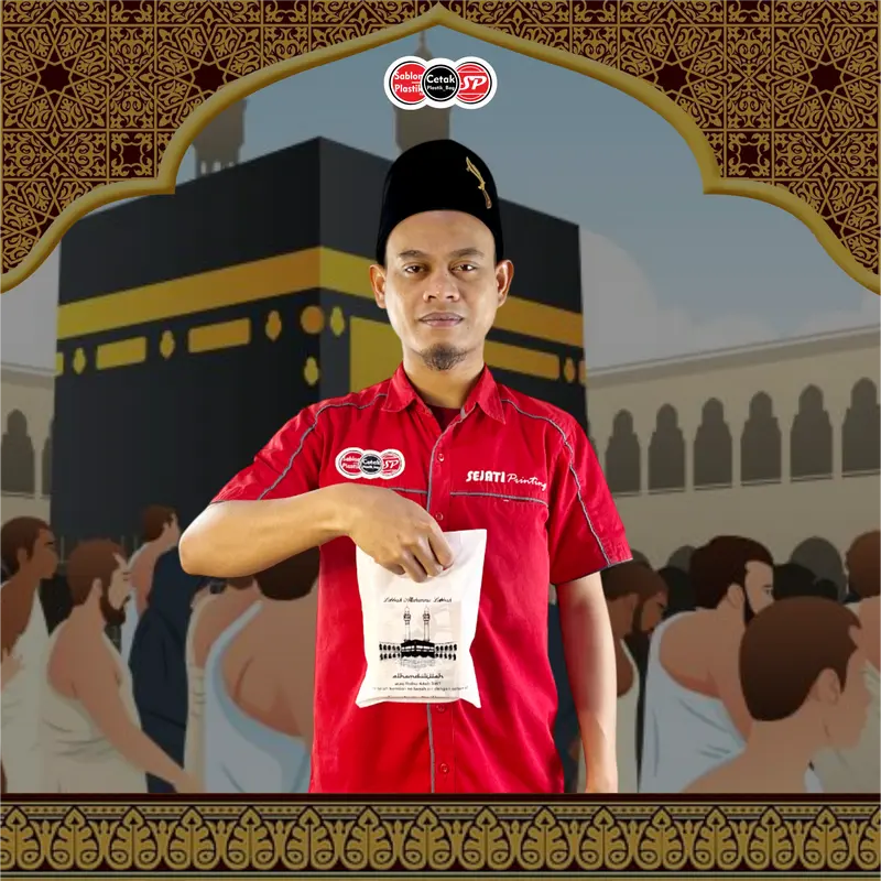 (Isi 50Pcs Size 15 x 22 & 20 x 30cm) Kantong Plastik Ibadah Haji, Umroh, Lebaran Haji | Kantong Plastik Souvenir Haji & Umroh, Kemasan Parcel Haji Hitam 1