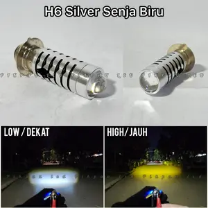 Lampu Utama H6 Silver Senja Biru Ac Dc 12 Volt Untuk Motor