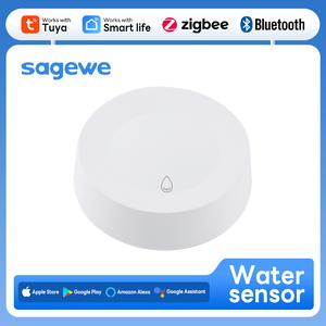เซ็นเซอร์รั่วน้ำไร้สาย ความไวสูง Sagewe เครื่องตรวจจับสัญญาณเตือนการรั่วไหลอัตโนมัติ สำหรับใช้ในบ้าน เหมาะสำหรับห้องครัวและห้องน้ำ