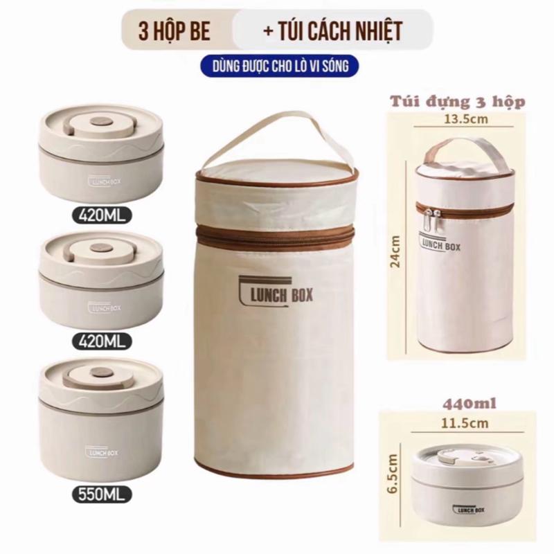 ￼ Hộp đựng cơm giữ nhiệt 3 tầng dùng được lò vi sóng ,Hộp cơm trưa văn phòng cách nhiệt
