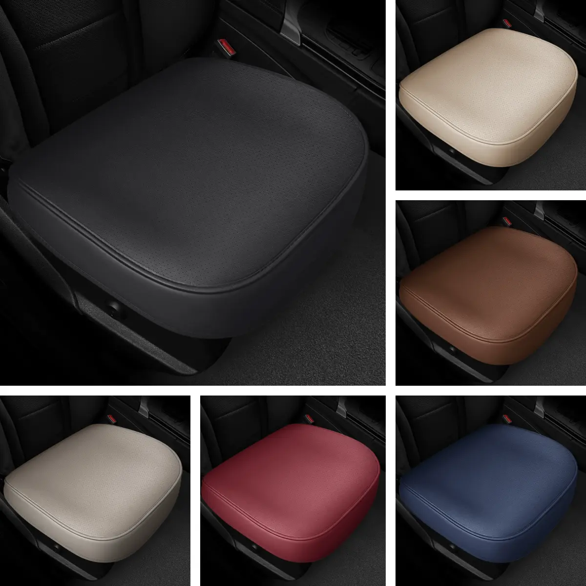 1 piece of fitted PU leather car seat cover, breathable edge wrapping design, front seat with side flip cover for comfortable and safe protection, car seat protection | fashionable seat enhancement | PU leather cover