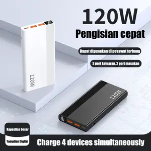 Powerbank 50000mAh Slim 120W Fast Charging PD 20W QC USB A/C LED Display 3 Port Keluaran 2 Port Masukan Kapasitas Besar Pengisian Cepat untuk Android & iPhone