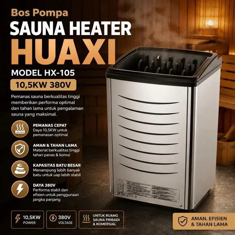 Sauna Heater Electric Golden Power 10.5KW 380V Tungku Sauna Stainless Steel Digital Control Made in Japan