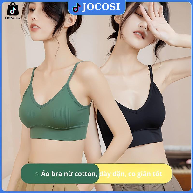 Áo bra nữ 2 dây Cotton tập gym Tập Yoga thể thao, áo lót không gọng hở lưng JOCOSI B367 Đồng Sport nội y nữ