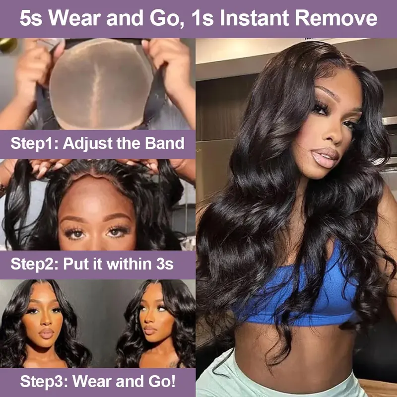 Wear Easy Go Glueless Wig Human Hair Body Wave 6x4 5x5 9x6 7x5 Lace Closure Glueless Wig Human Hair Ready To Wear Pre Cut Pre plucked Hairline 3