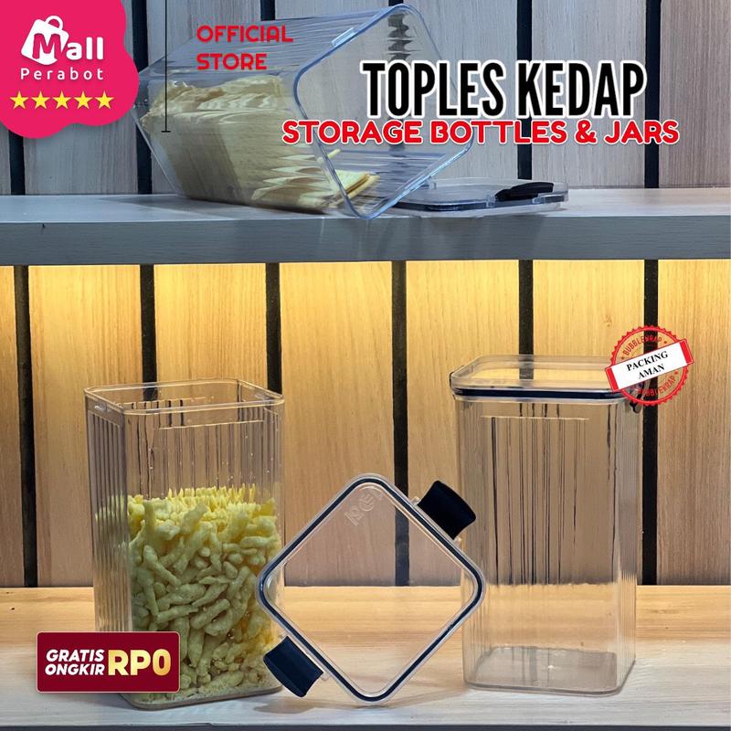 Mall Perabot | Toples Kedap Storage Bottle & Jars | Plastik Bening | Set Toples | Aesthetic | Toples Bumbu Dapur | Kotak Snack Kedap Udara Transparan 2