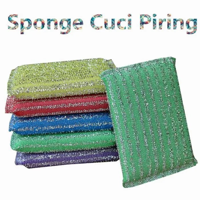 Spons Cuci Piring Warna Warni Spon Sponge Sabut Jaring Alat Dishwashing Dapur Masak Busa Serbaguna Strong 0