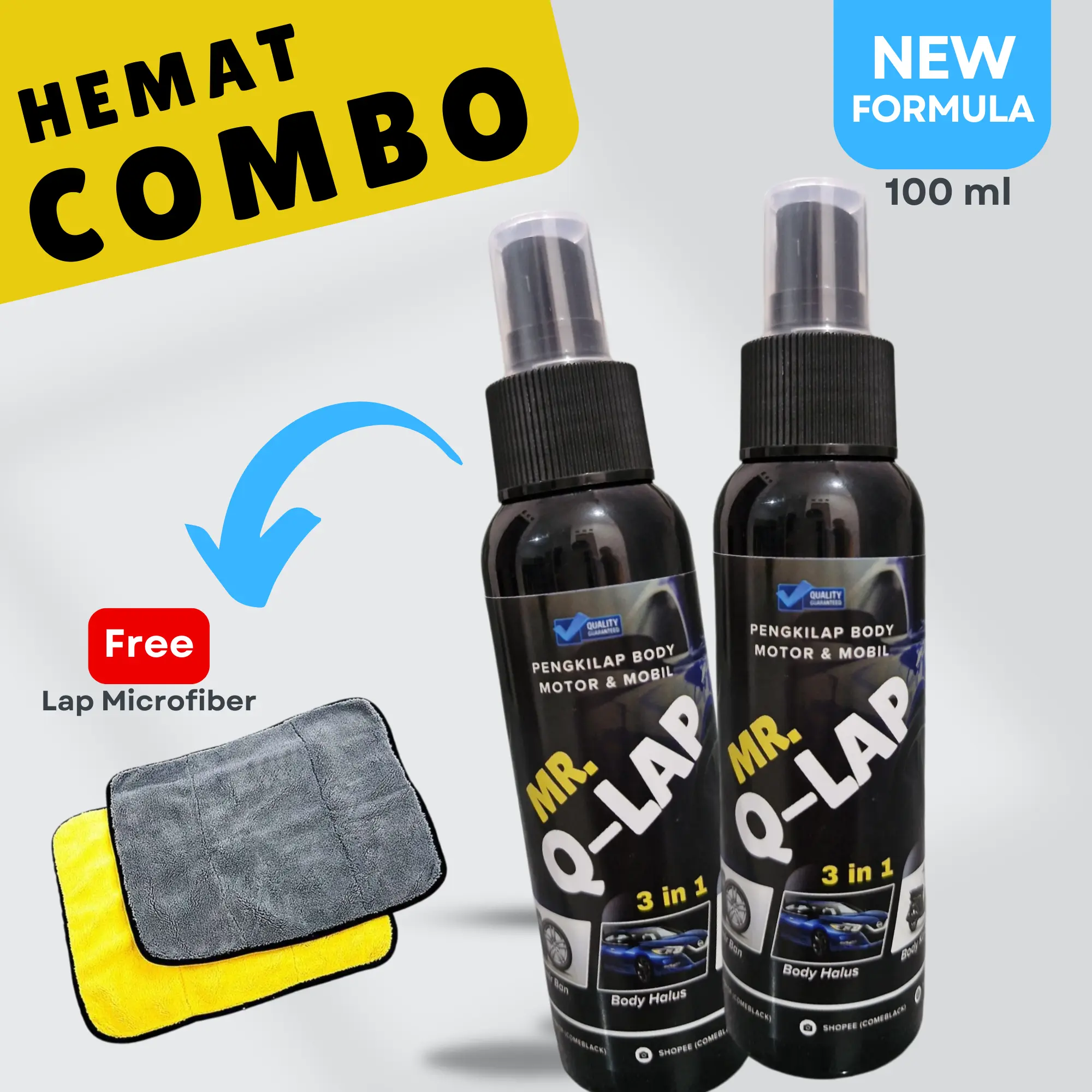 ISI 2 / MR QILAP / Pengkilap Body Motor Mobil / Semir Ban / Pengkilap Body Halus isi 60 ml
