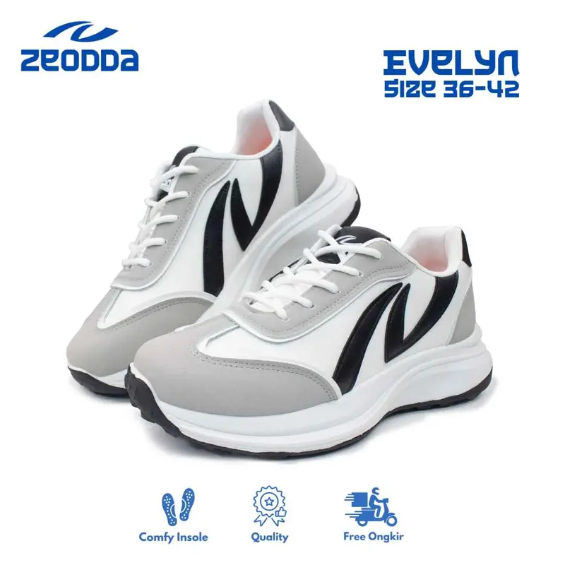 Zeodda Evelyn Sepatu Sneakers Wanita Shoes Black Casual Sport 1067 1