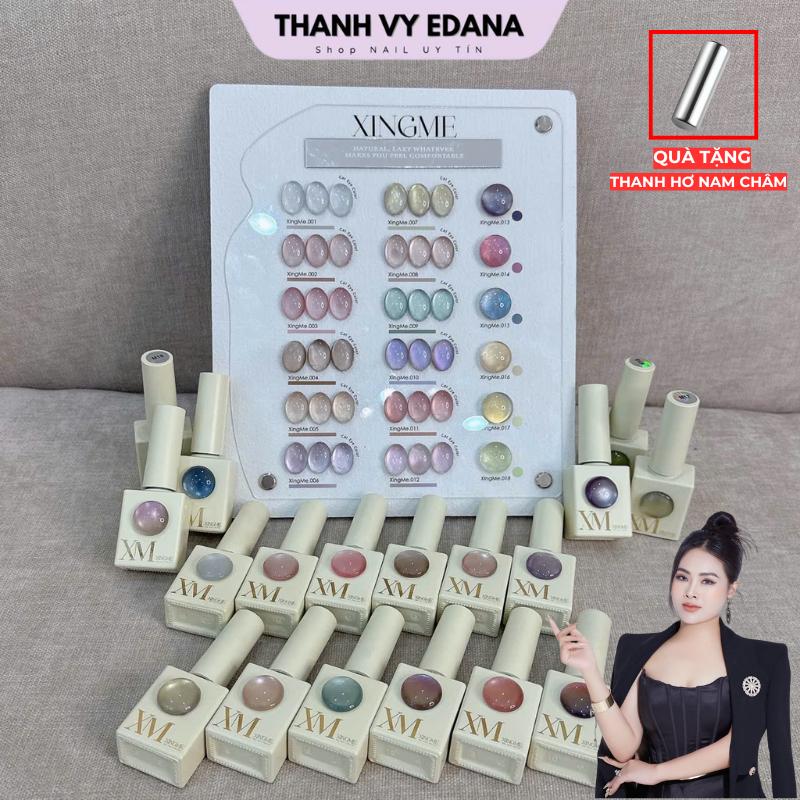 TẶNG THANH HƠ TRÒN NHỎ Sơn mắt mèo cực quang Saphire đa sắc màu sét 18 chai 15ml XINGME Thanh Vy Edana