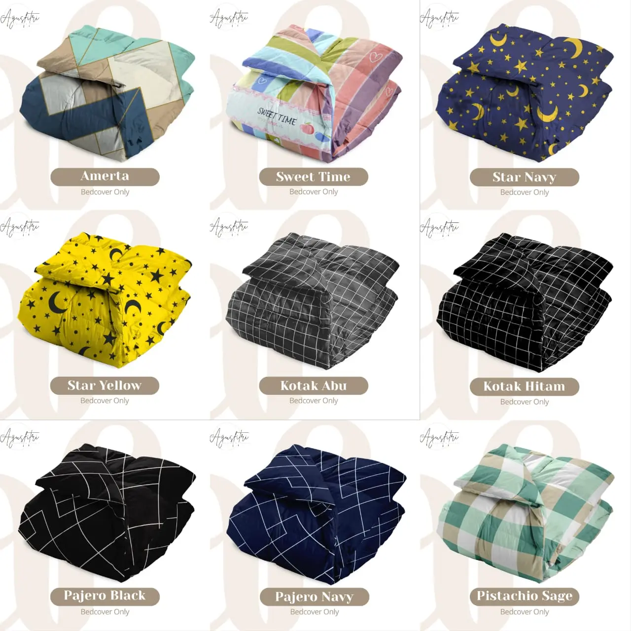 Bedcover Only Motif Abstrak Tanpa Sprei 90x200 120x200 160x200 180x200 Bahan Halus Tidak Luntur Warna Tahan Lama