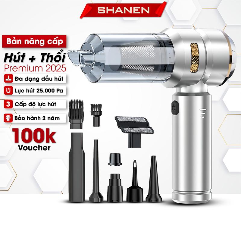 Máy hút bụi cầm tay SHANEN Hút thổi bụi 2in1 Lực hút 25.000 Pa 3 cấp độ gió bảo hành 24 tháng