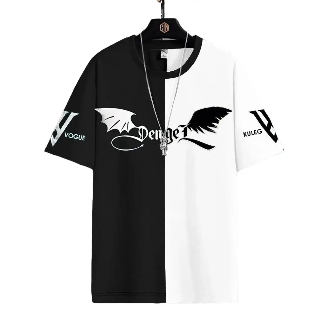CAMPELA.ID Baju Kaos Oblong Kombinasi Warna Kain Tshirt Denger Motif Oversize Panjang Sablon Distro Dewasa