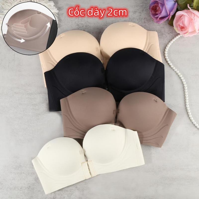 Áo Ngực Khóa Trước, 2CM Gợi Cảm Và Không Dây, Áo Ngực Nâng Ngực, Dây Đeo Có Thể Tháo Rời, Chống Trượt, Cúp Dày, Liền Mạch, Không Dấu Vết, Áo Ngực Thoải Mái, Thích Hợp Cho Phụ Nữ, Áo Trễ Vai, [Thanh Toán Khi Nhận Hàng]