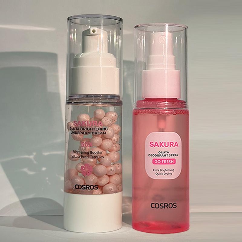 Bộ đồ làm trắng nách SAKURA, 1 miếng, kem làm trắng nách SAKURA, 30g, 1 miếng, bình xịt khử mùi nách hoa Anh Đào 50ml