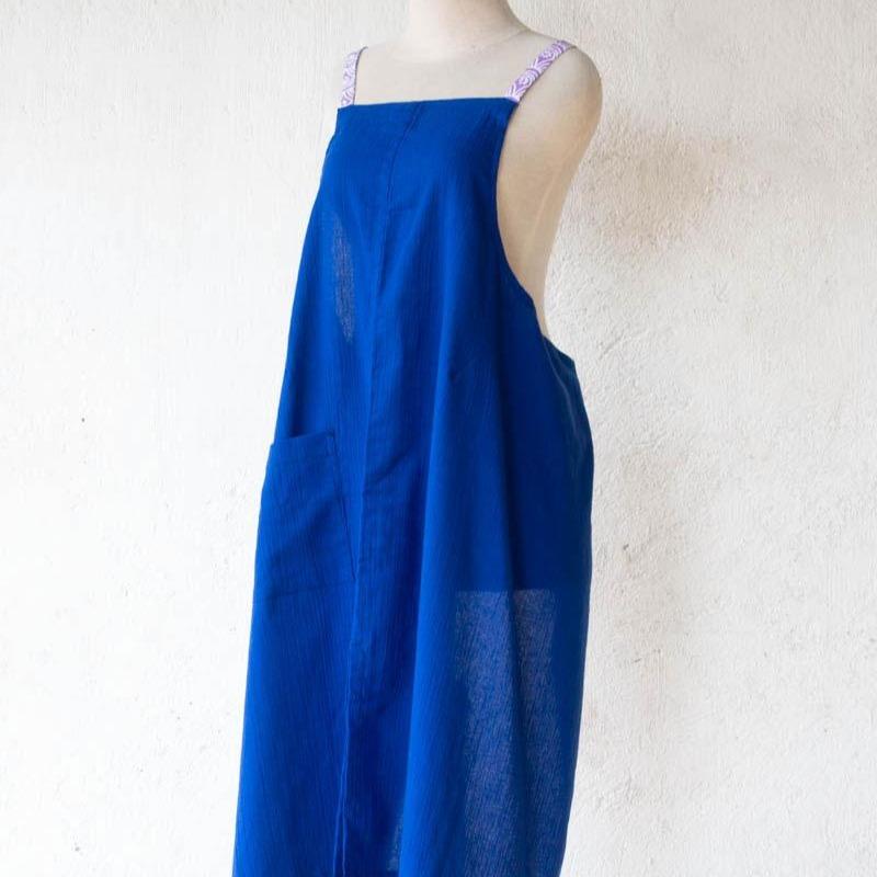 Linen apron masak (Blue) ikushima store 2