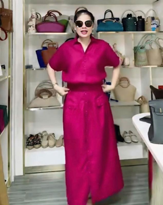 Set Váy Trung Niên Nữ, Áo Sơ Mi Bo Eo Và Chân Váy Xẻ Tà, Chất Đũi, Không Nhăn, Top Women, set đồ đẹp , set đồ xinh sang chảnh Mã MY53