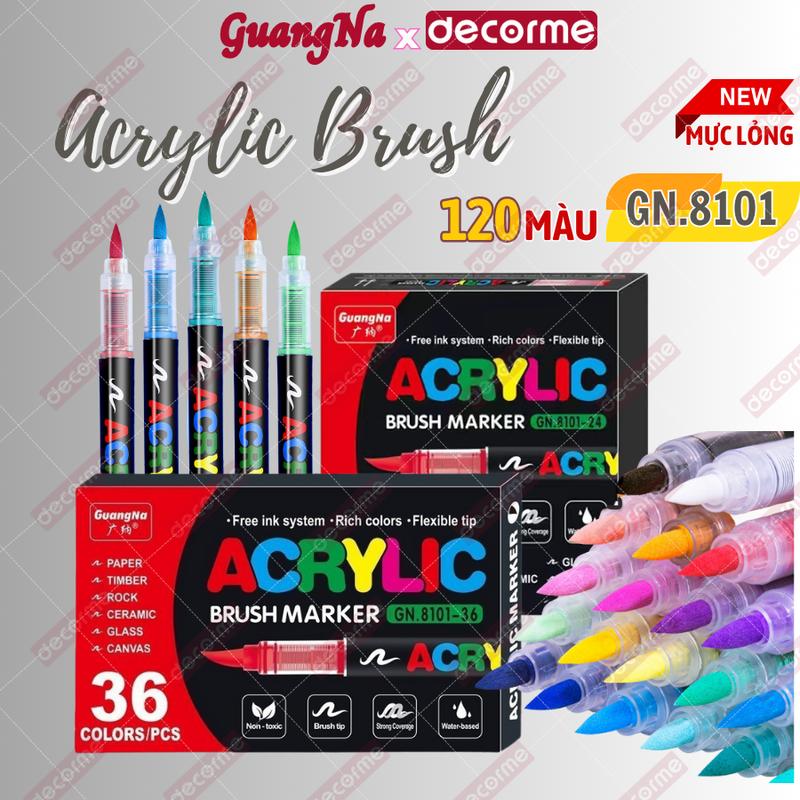  Bút Màu Acrylic Marker Guangna 8101 acrylic marker đầu nhọn Decorme bút màu Acrylic chống nước vẽ trên mọi chất liệu 