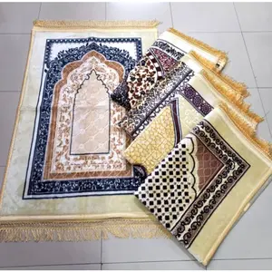 COD Sajadah Tebal Putih Kream Rumbai Emas Turki Bahan Tebal lembut dan Empuk Ukuran 112x72 cm