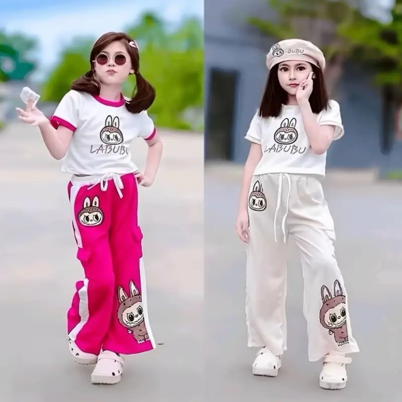set outfit anak perempuan sweater terbaru setelan motif usia 1-12 tahun Parsel setelan  labubu taupe setelan resmi & setelan 0